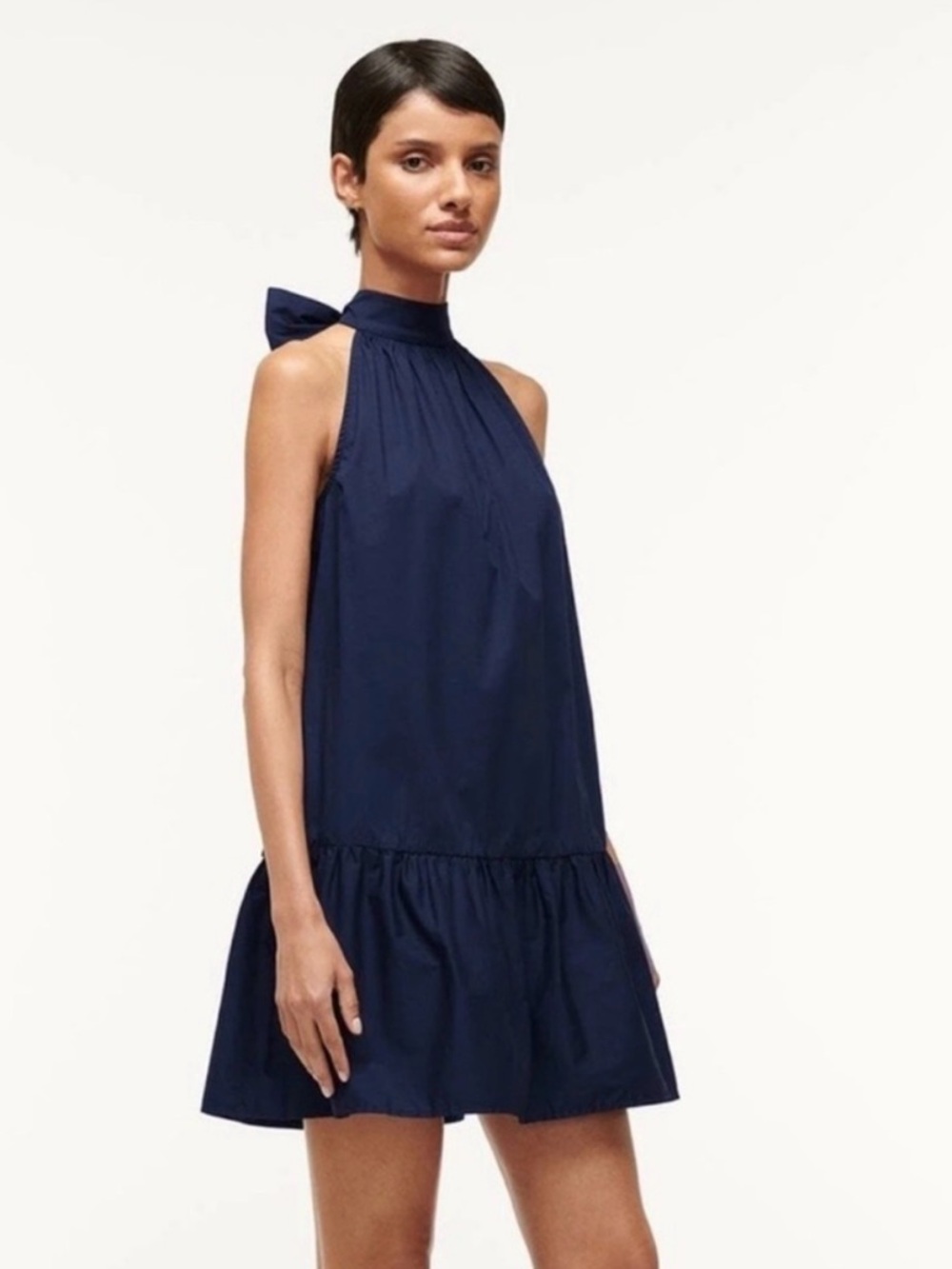 STAUD Marlowe Halter Flounce Mini Dress-SM